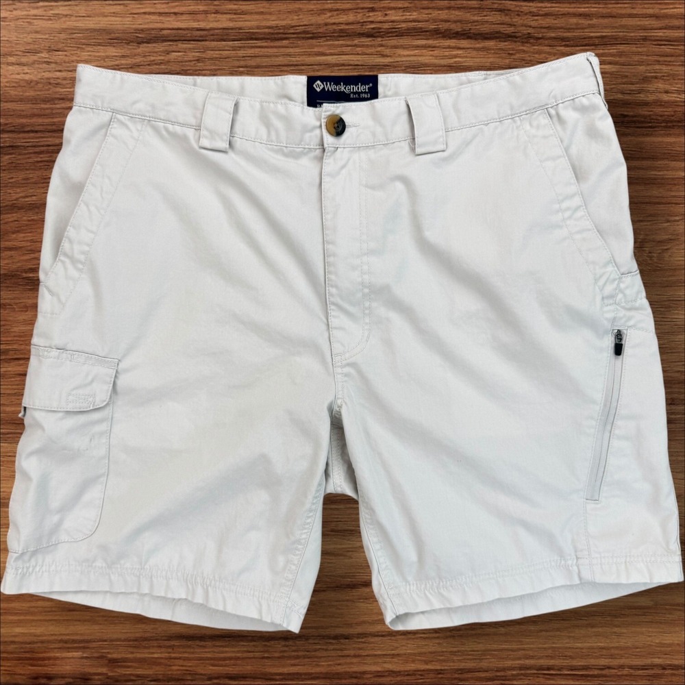 Weekender Cargo Shorts Men 38 Outdoor‎ Hiking Casual Utility Khaki Beige Pockets